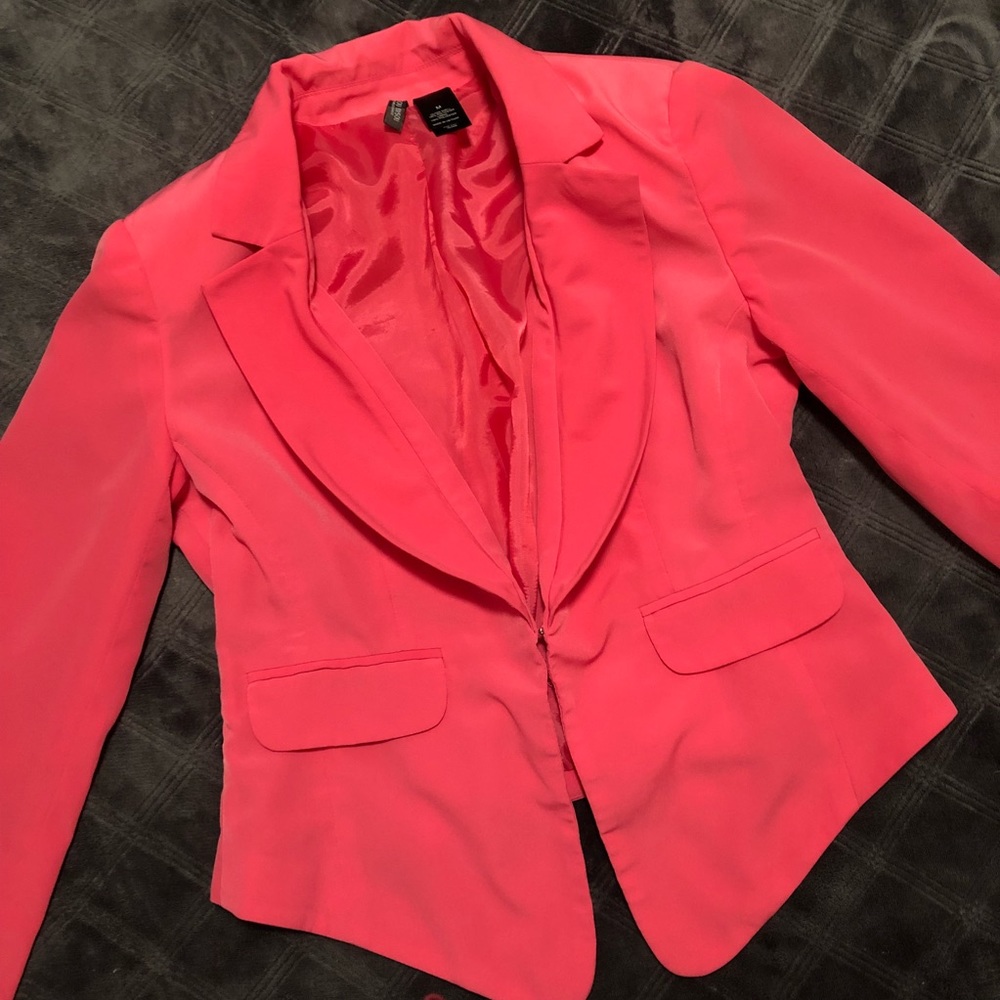 Bisou Bisou hot pink dress suit jacket sz M
